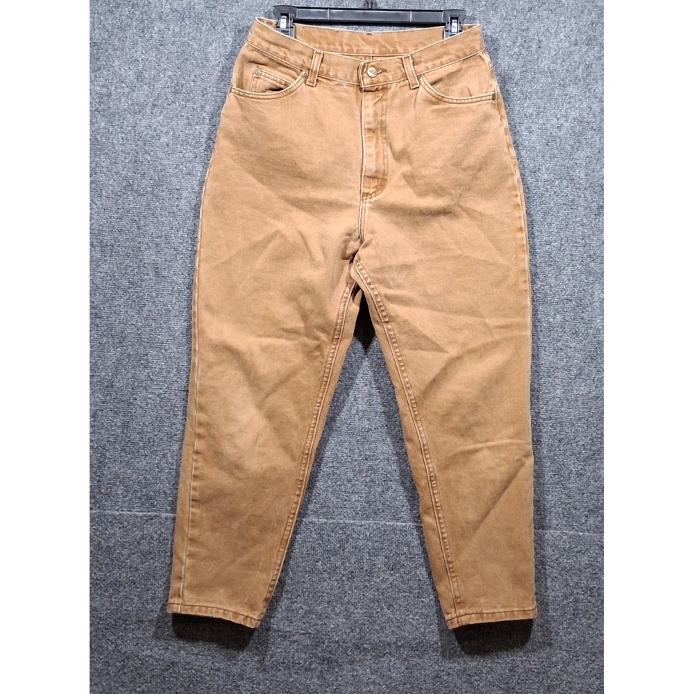 LL Bean Vintage High Rise Tapered Mom Jeans Tan Brown Cotton USA Made 12 Pet